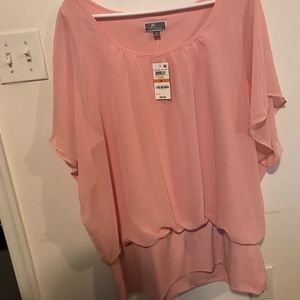 Women's 3X Pink Blouse Short Sleeve NWT